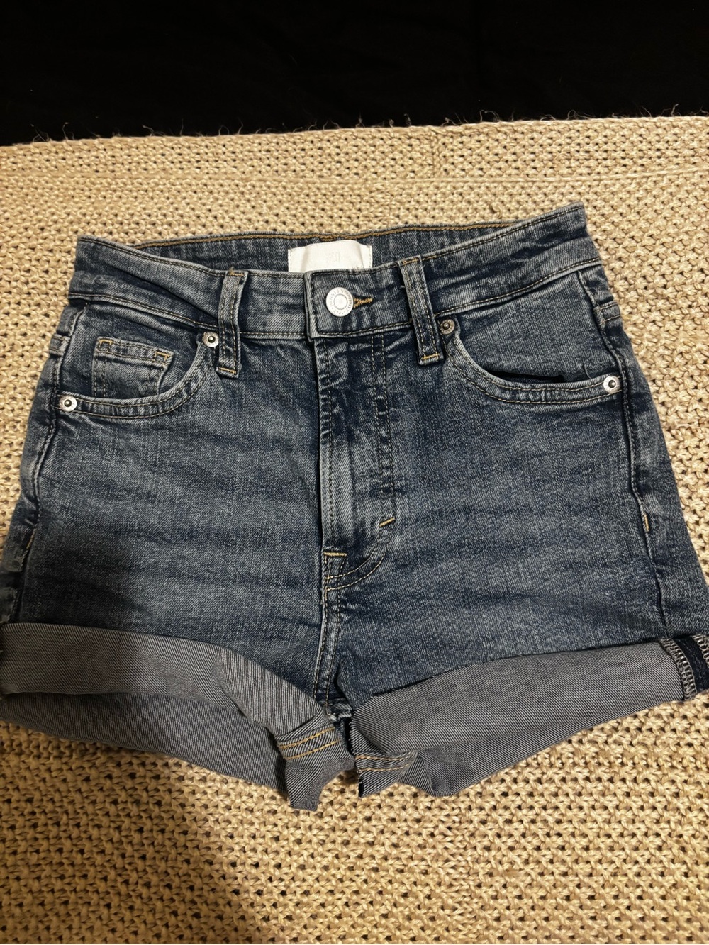 H&M Dark Blue Rolled-Hem Denim Shorts CUSTOM
